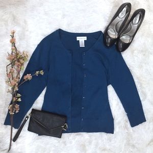 Teal Button Up Knitted Cardigan SZ L